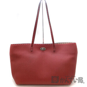 Fendi Carla Leather Tote Bag Shoulder Red